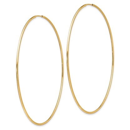 14k Yellow Gold Polished Endless Tube Hoop Earrings