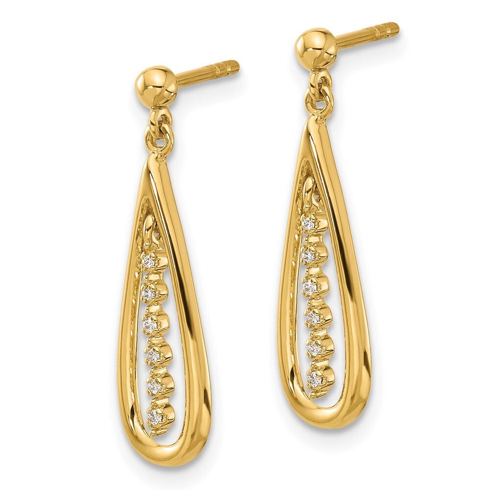 14k Yellow Gold Diamond Teardrop Drop & Dangle Earrings