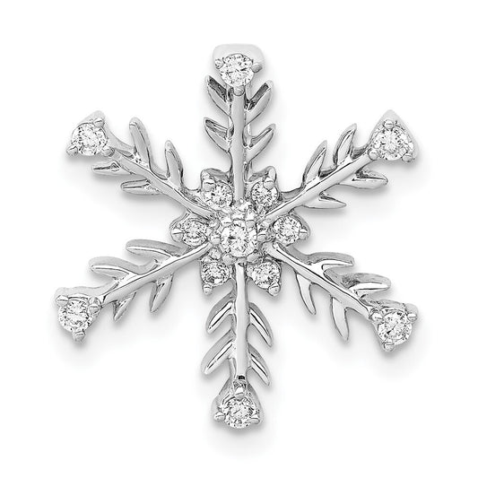 14k White Gold 1/6ct. Diamond Snowflake Chain Slide Pendant for Women