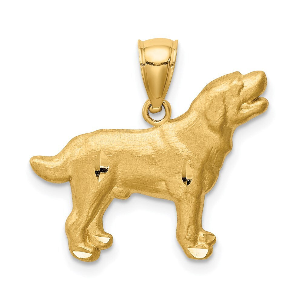 14k Yellow Gold Diamond-cut Labrador Retriever Pendant for Women