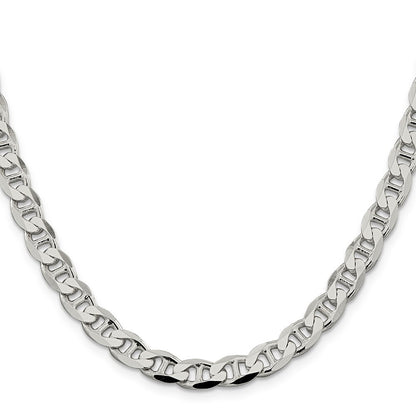 Sterling Silver 7.4mm Diamond-cut Flat Anchor Curb Chain