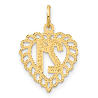 14k Yellow Gold 21 in Heart Charm Pendant for Women