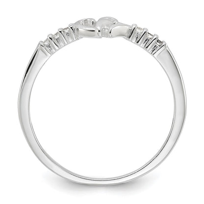Sterling Silver E-coated CZ Heart Ring Size 7