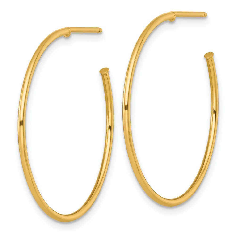14k Yellow Gold Polished 1.2 x 30mm Solid C-Hoop Earrings