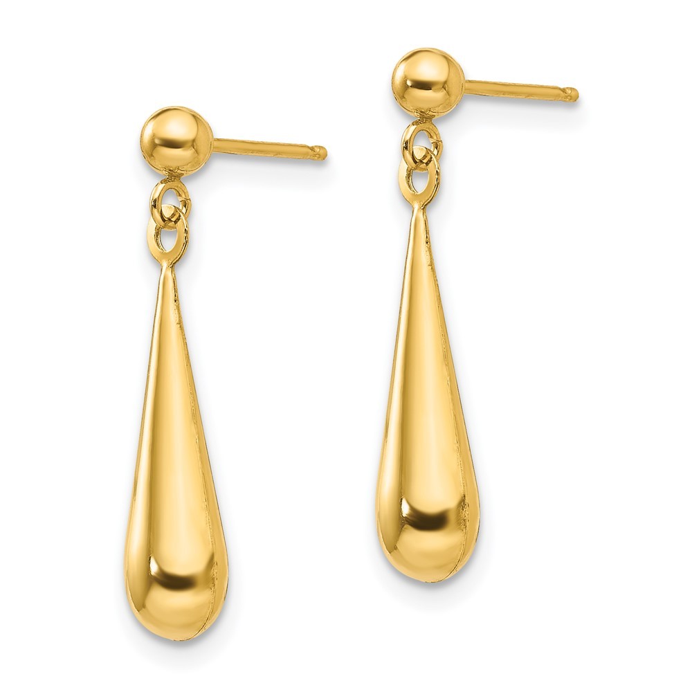14k Yellow Gold Teardrop Dangle Earrings