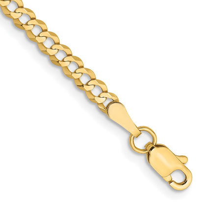 14k Yellow Gold 8 inch 3.1mm Lightweight Flat Cuban Bracelet