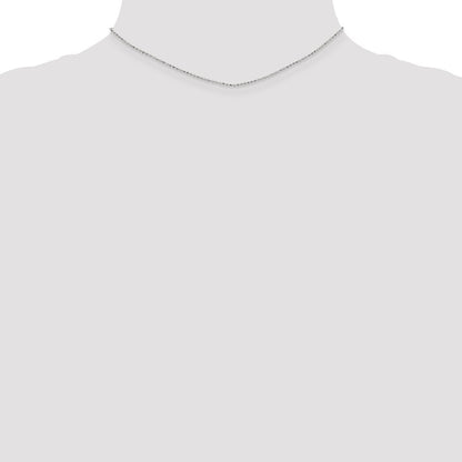 14K White Gold 1.2mm Diamond-cut Beaded Pendant Chain Necklace 14"