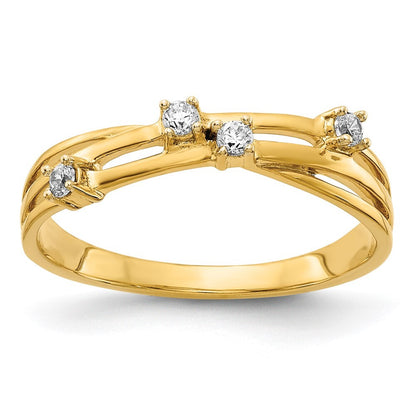 14K Yellow Gold Diamond Fashion Ring Size 7