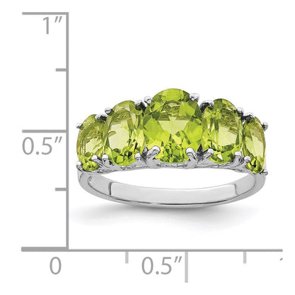 Sterling Silver Rhodium Peridot Ring Size 6