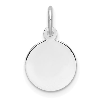 14k White Gold Plain .013 Gauge Round Engravable Disc Charm Pendant