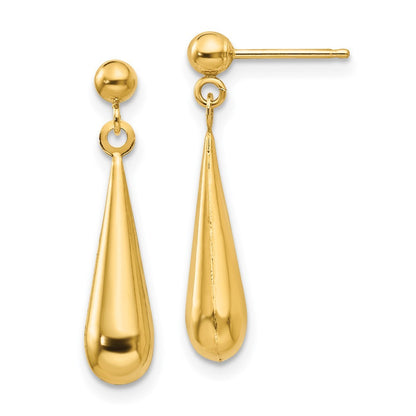 14k Yellow Gold Teardrop Dangle Earrings