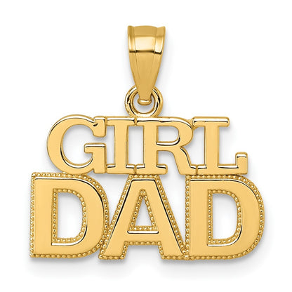 14k Yellow Gold Polished GIRL DAD Pendant