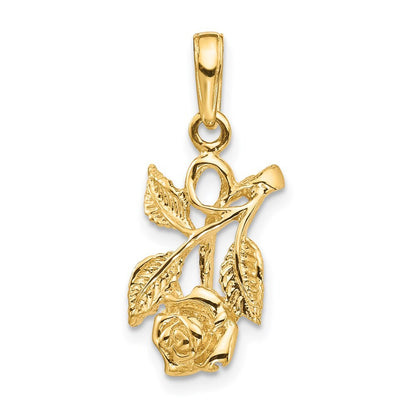 14k Yellow Gold Rose Pendant for Women