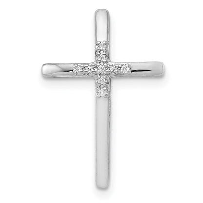 14k White Gold .03ct. Diamond Cross Chain Slide Pendant for Women