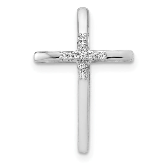 14k White Gold .03ct. Diamond Cross Chain Slide Pendant for Women