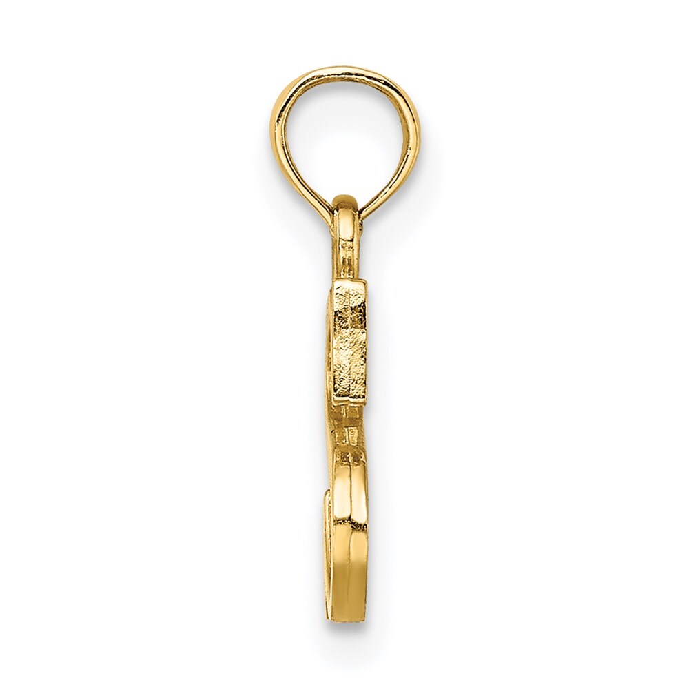 14k Yellow Gold Polished Block Letter S Initial Pendant for Women