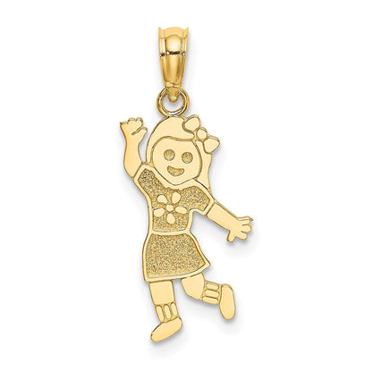 14k Yellow Gold Girl Charm Pendant for Women