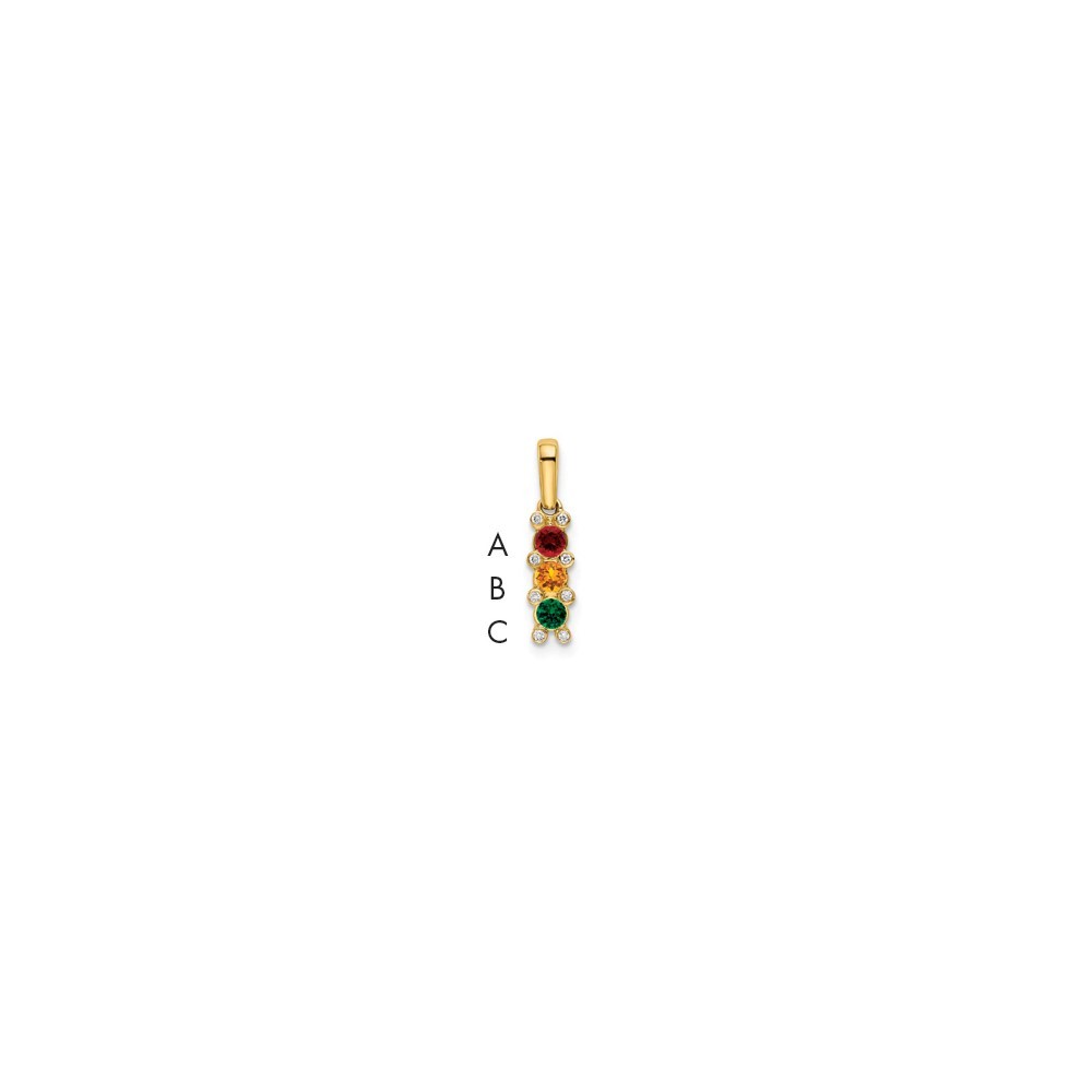 14k Yellow Gold Family Jewelry Diamond Semi-Set Pendant