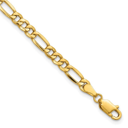 14k Yellow Gold 8 inch 4.2mm Semi-Solid Figaro Bracelet