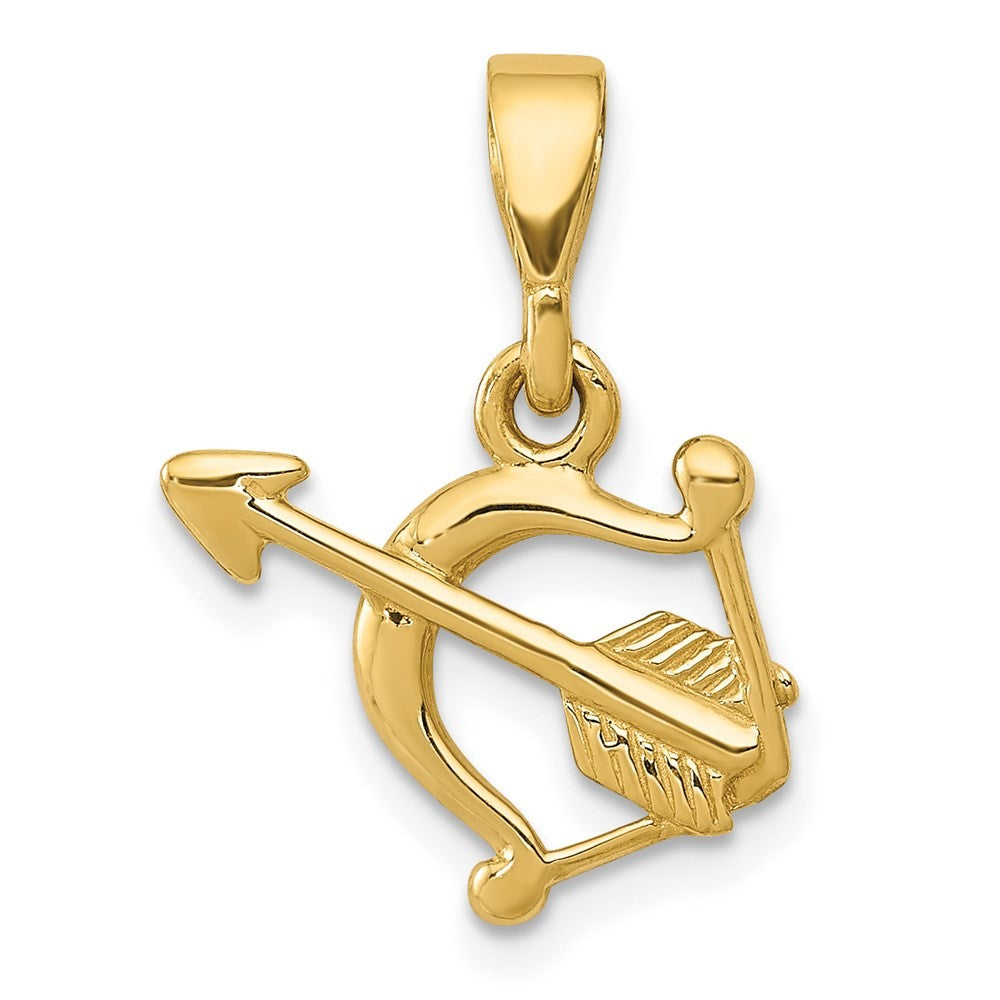 14k Yellow Gold  Polished Bow and Arrow Pendant