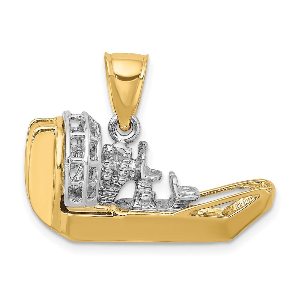14k Two-Tone Gold 3-D Airboat Charm