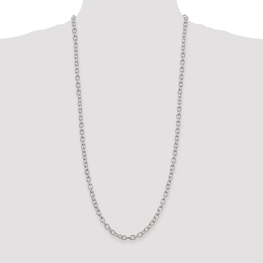 Sterling Silver 6.25mm Fancy Patterned Rolo Chain