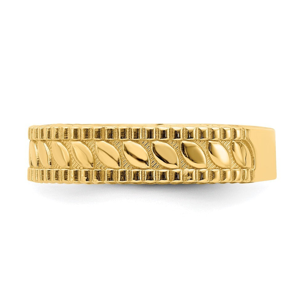 14k Yellow Gold Leaf Engraved Thumb Ring (size 9)