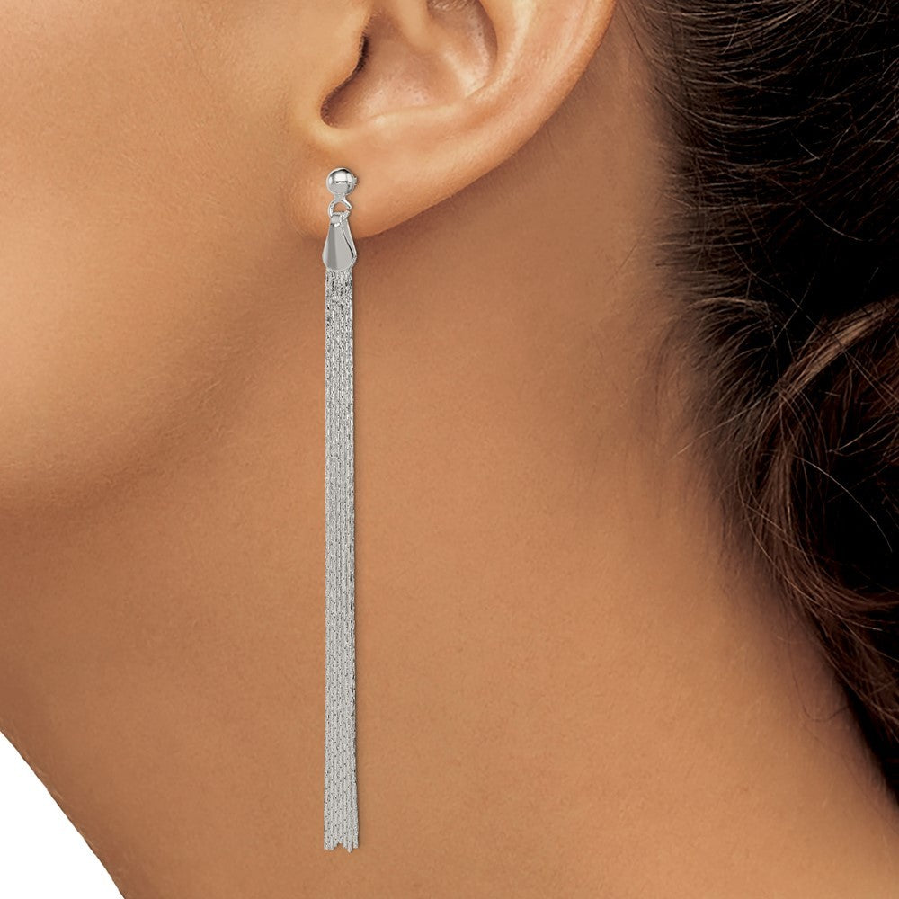 Sterling Silver Polished Fancy Long Linear Dangle Earrings