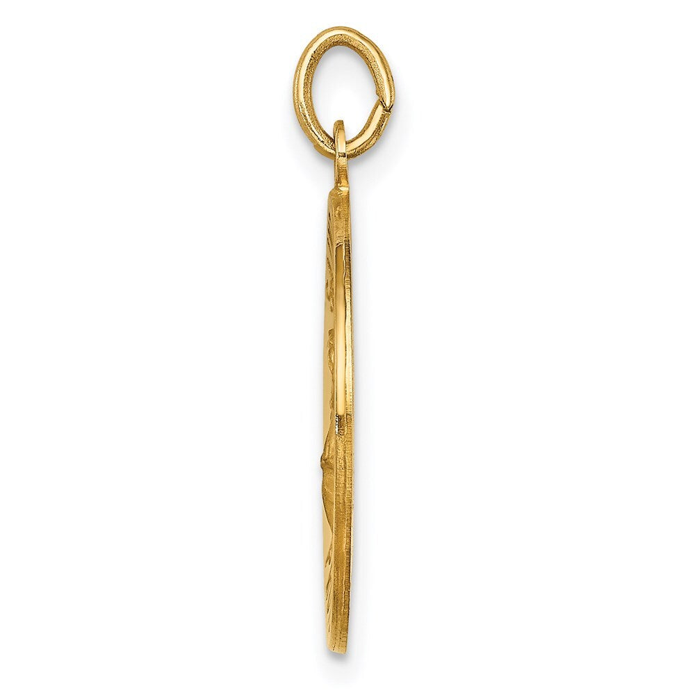 14k Yellow Gold Solid Polished/Satin Medium St. Florian Medal Pendant for Women