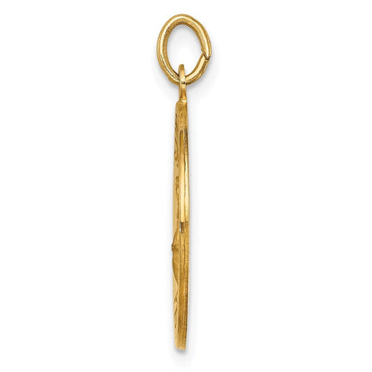 14k Yellow Gold Solid Polished/Satin Medium St. Florian Medal Pendant for Women