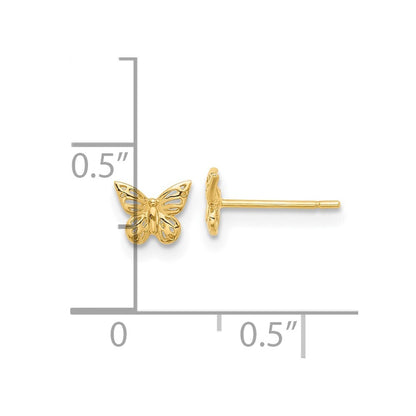 14k Yellow Gold Polished Butterfly Stud Earrings Gift for Women