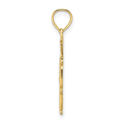14k Yellow Gold #1 MOM Vertical Charm Pendant for Women