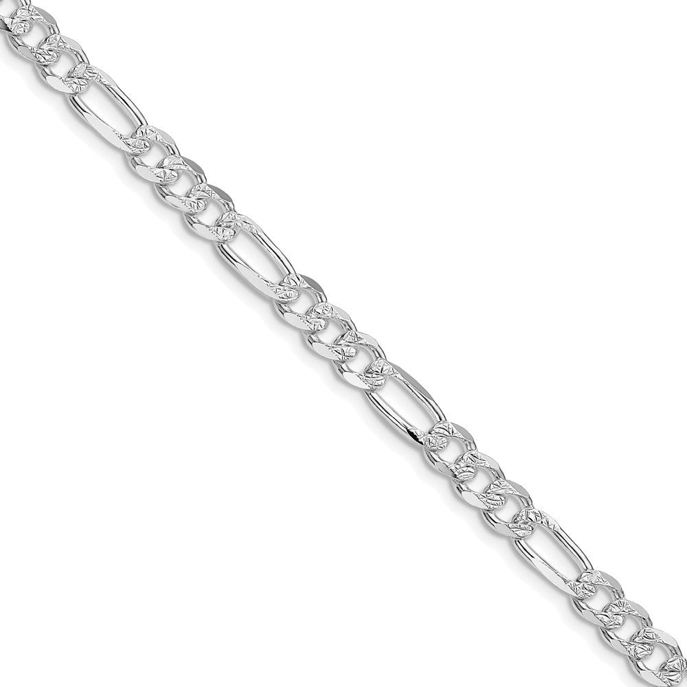 Sterling Silver Rhodium-plated 5.5mm Flat Figaro Chain Necklace