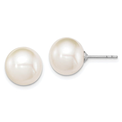 Sterling Silver 10-11mm Round Freshwater Cultured Pearl Earrings