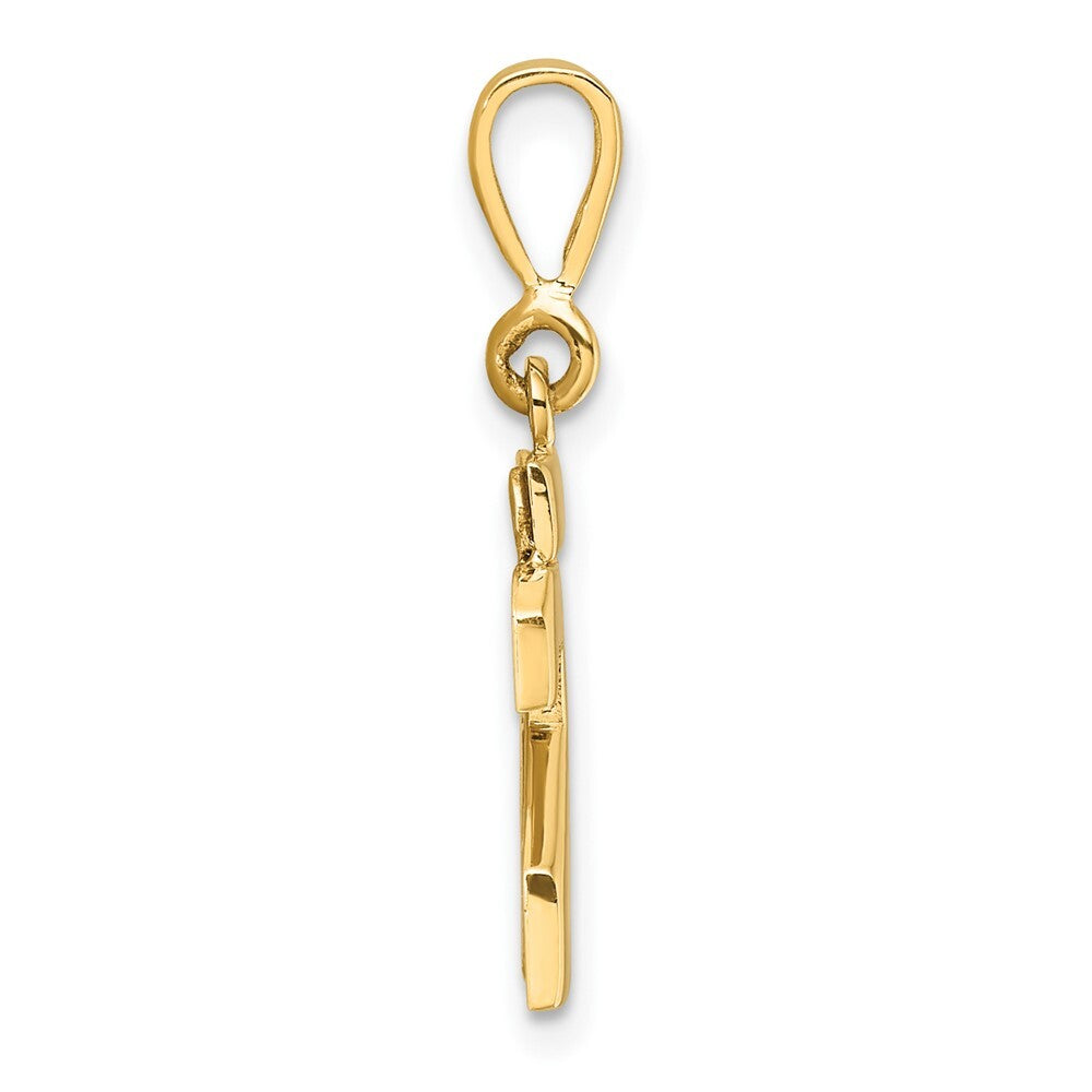 14k Yellow Gold Small Polished Number 23 Charm Pendant for Women