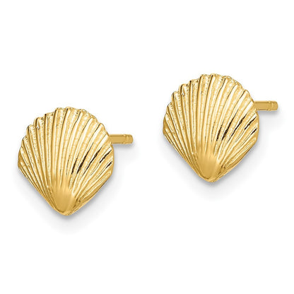 14k Yellow Gold Scallop Shell Earrings