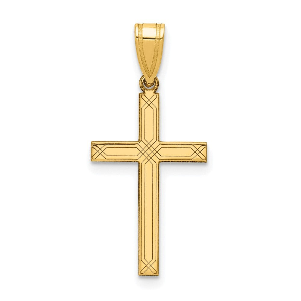 14k Yellow Gold Cross Charm Pendant for Women