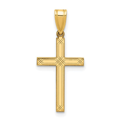 14k Yellow Gold Cross Charm Pendant for Women