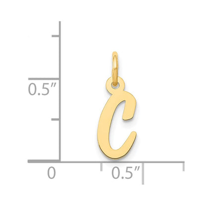 14k Yellow Gold Small Script Letter C Initial Charm Pendant