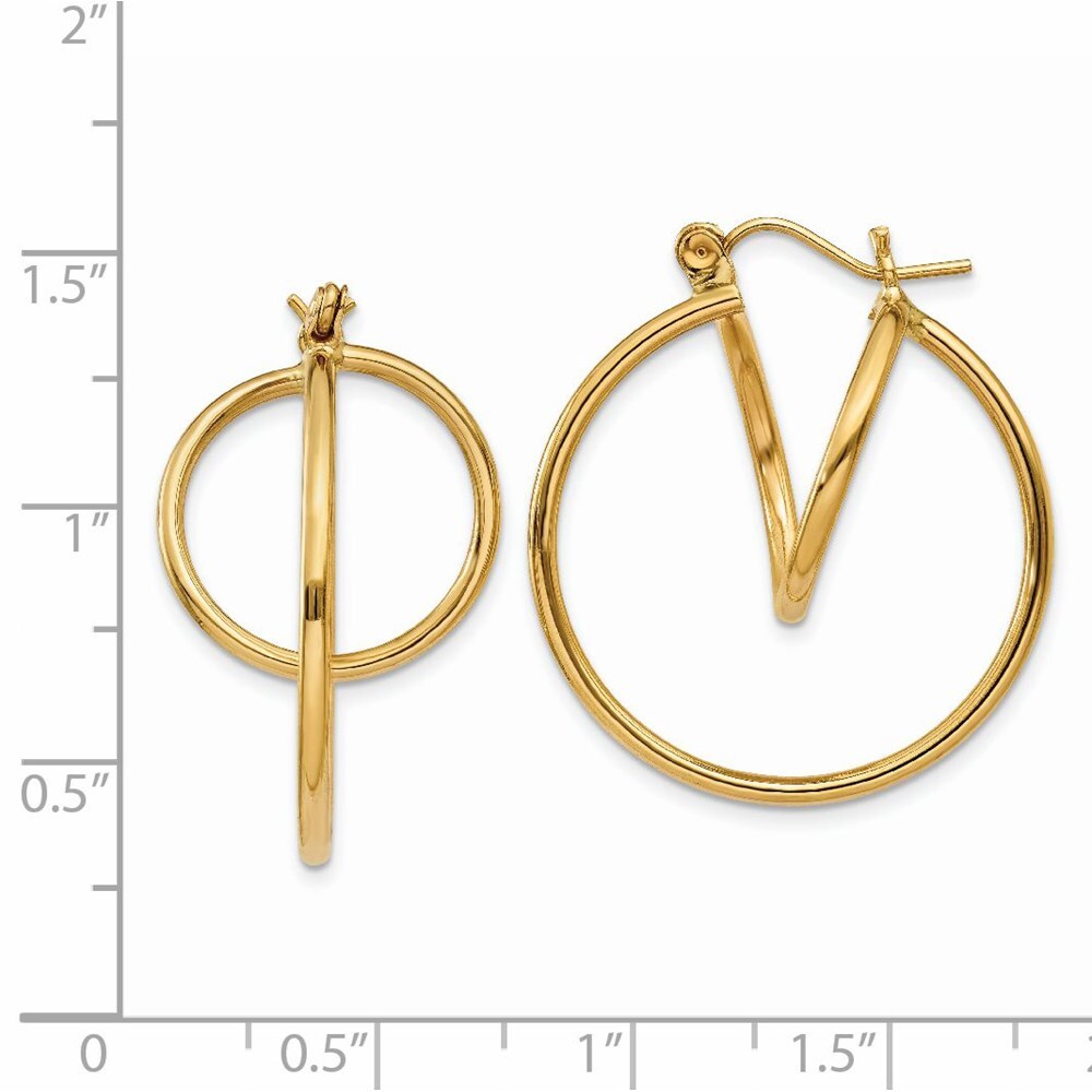 14k Yellow Gold Fashion Circle Hoop Earrings Gift for Women