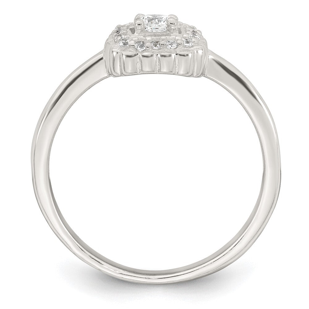 Sterling Silver Polished Halo CZ Ring Size 7
