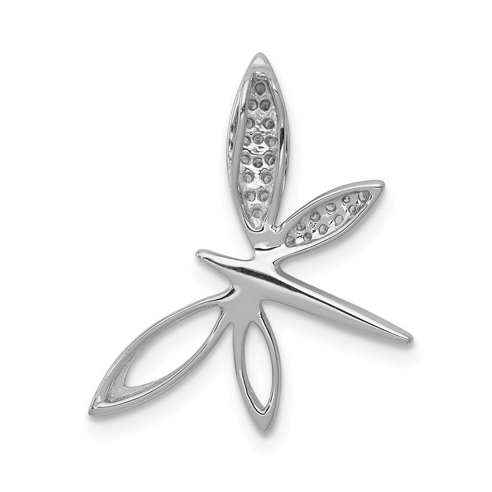 14k White Gold Diamond Dragonfly Chain Slide Pendant for Women