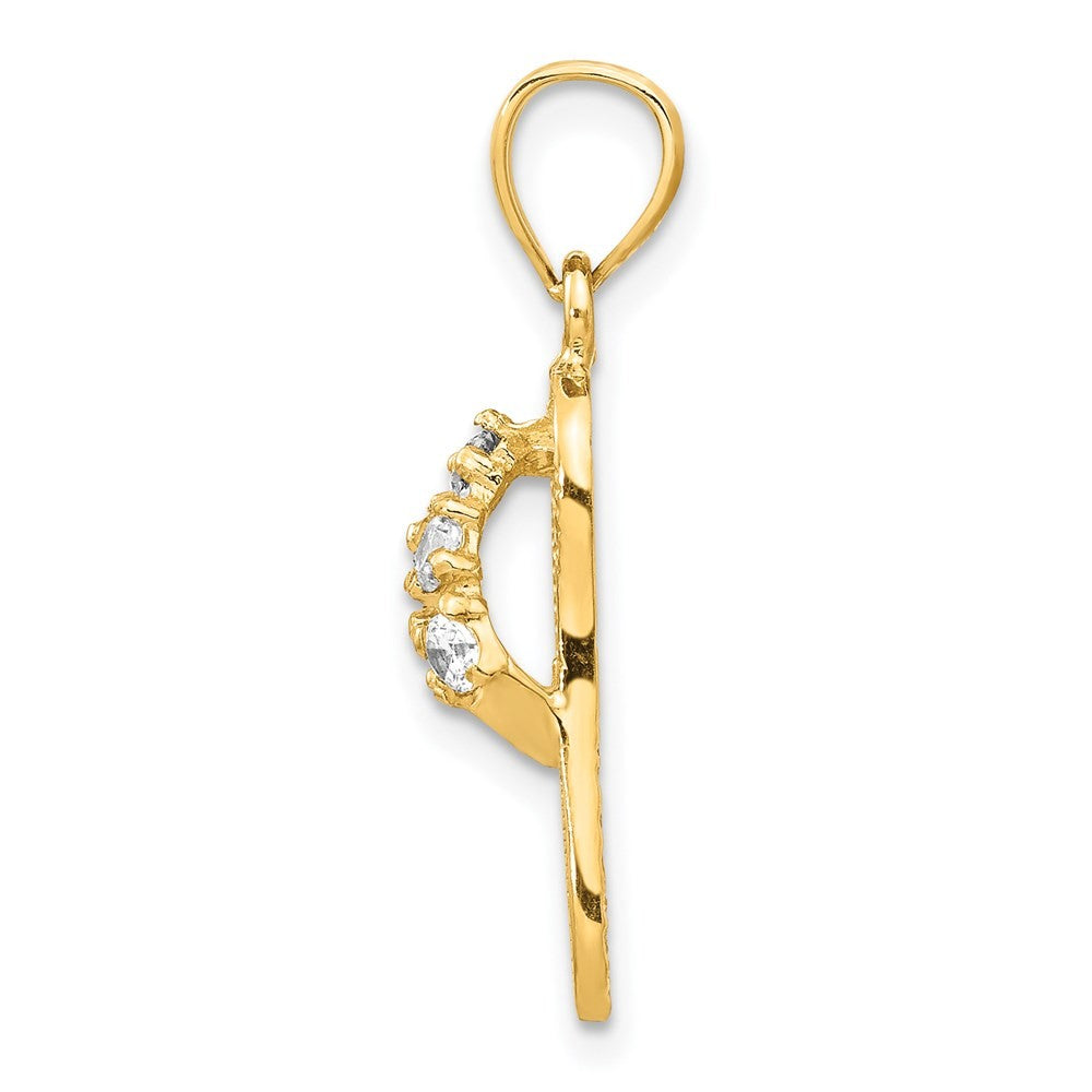 14k Yellow Gold 3D April/Cubic Zirconia Birthstone Flip Flop Pendant