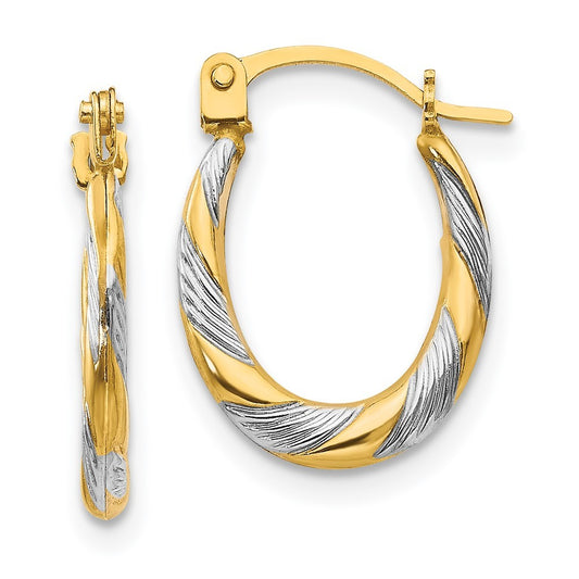 14k Yellow Gold Madi K w/Rhodium Twist Hoop Earrings