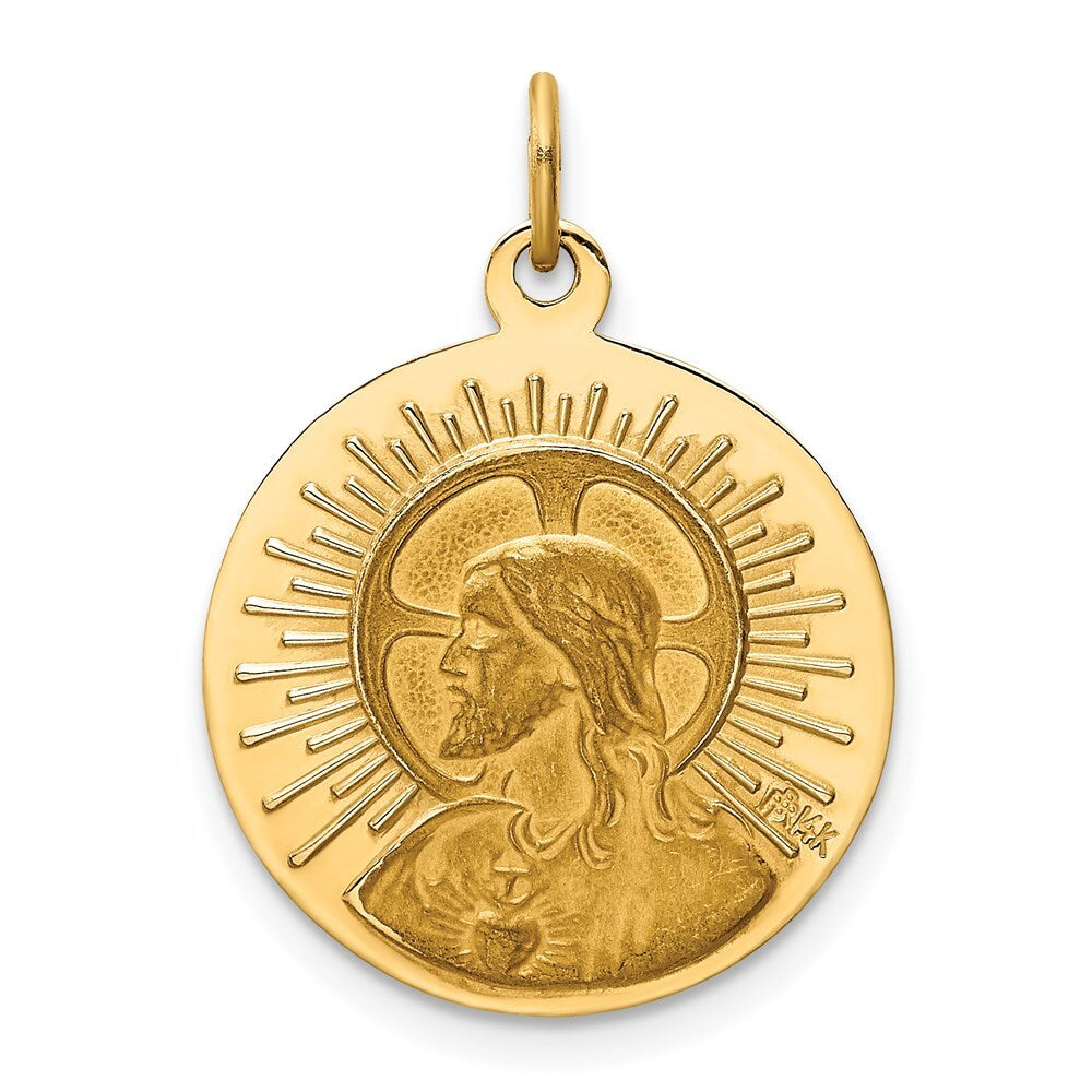 14k Yellow Gold Matka Boska Medal Charm Pendant for Women