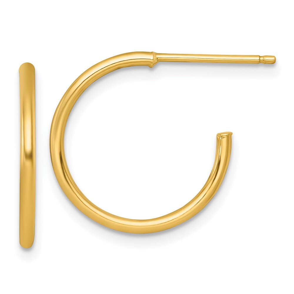 14k Yellow Gold Polished 1.5 x 18mm Solid C-Hoop Earrings Gift for Women