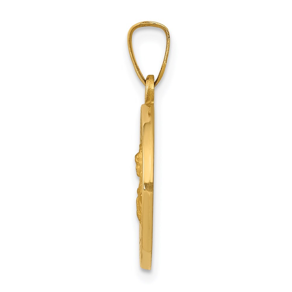 14k Yellow Gold Polished and Satin St. Barbara Medal Hollow Pendant for Women