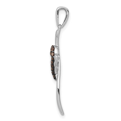 14k White Gold 1/10ct. Champagne Diamond Heart Cross Pendant for Women