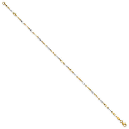 14K Two-Tone Polished Twisted Link 10" Anklet