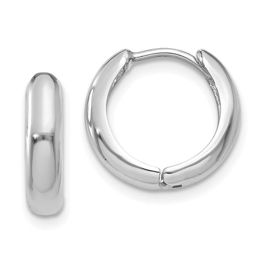 14k White Gold Hinged Hoop Earrings Gift for Women